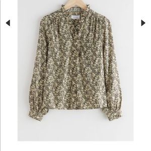 & Other Stories Floral Button Up Ruffle Long Sleeve Blouse